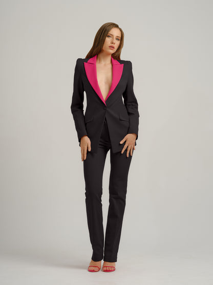 Illusion Classic Tailored Blazer - Black & Pink