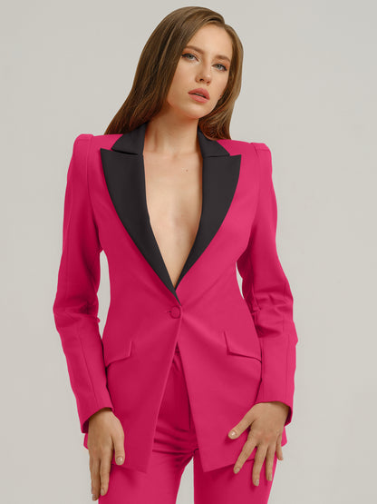 Illusion Classic Tailored Blazer - Pink & Black