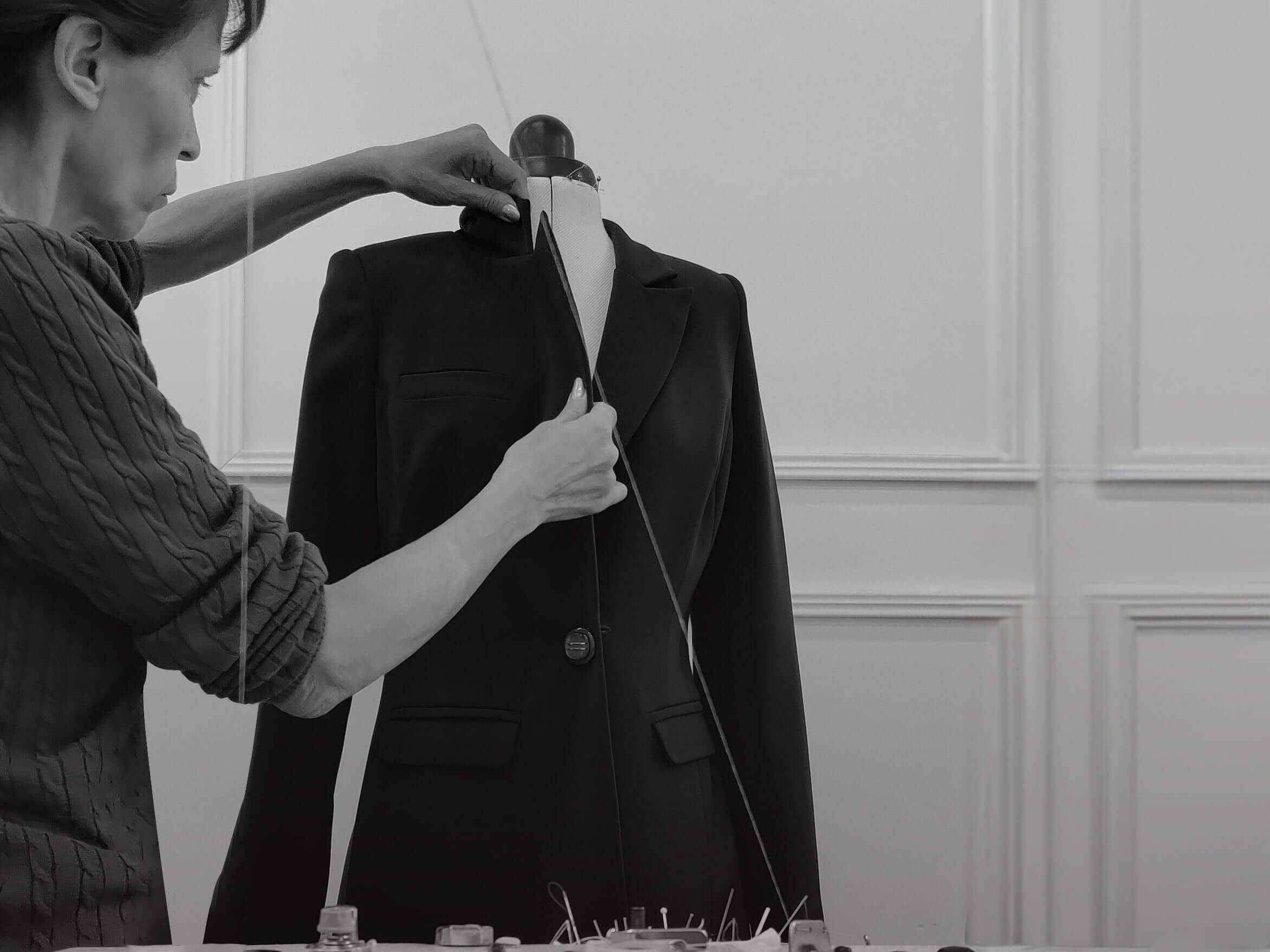Artisan-Seamstress-Working-on-a-Statement-Blazer-at-Tia-Dorraine-Ladies'-Luxury-Fashion-Designer-Clothing-Brand-Atelier
