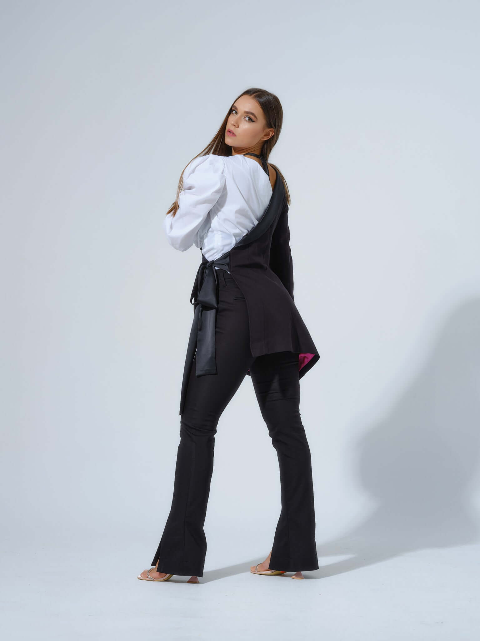 Double Identity Asymmetric Half Blazer by Tia Dorraine Women's Luxury Fashion Designer Clothing Brand