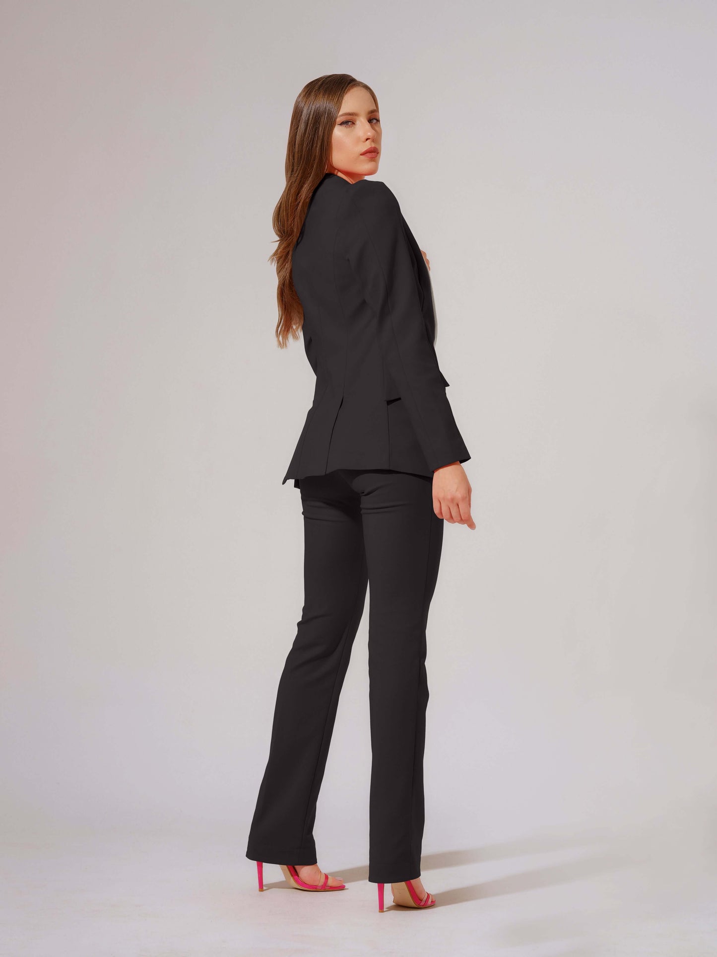 Illusion Straight-Leg Slim Trousers - Black by Tia Dorraine Women's Luxury Fashion Designer Clothing Brand