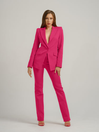 Illusion Classic Tailored Blazer - Hot Pink