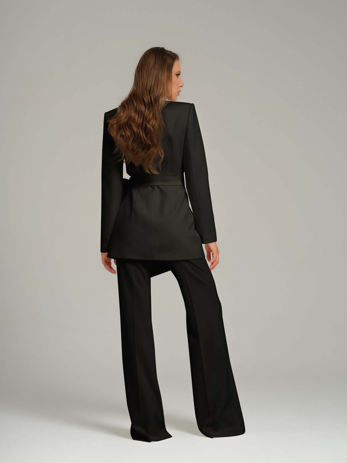 Black Pearl Blazer With Bow Belt by Tia Dorraine Women's Luxury Fashion Designer Clothing Brand