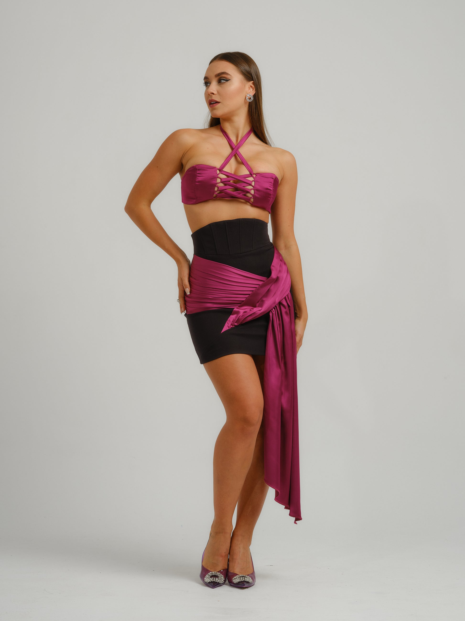 Midnight Sky Asymmetric Mini Skirt by Tia Dorraine Women's Luxury Fashion Designer Clothing Brand
