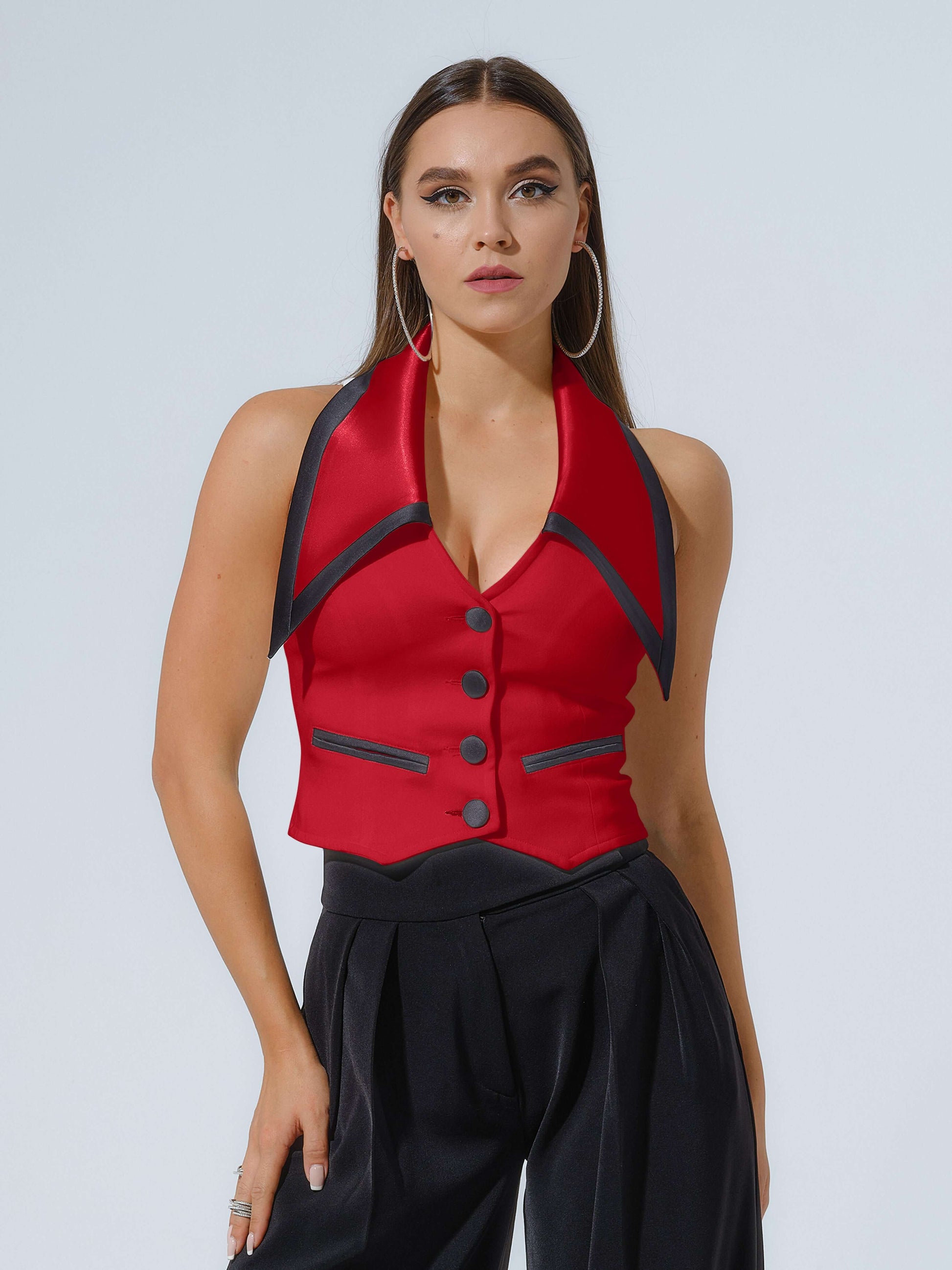 Born to Run Cropped Tailored Waistcoat - Fierce Red by Tia Dorraine Women's Luxury Fashion Designer Clothing Brand