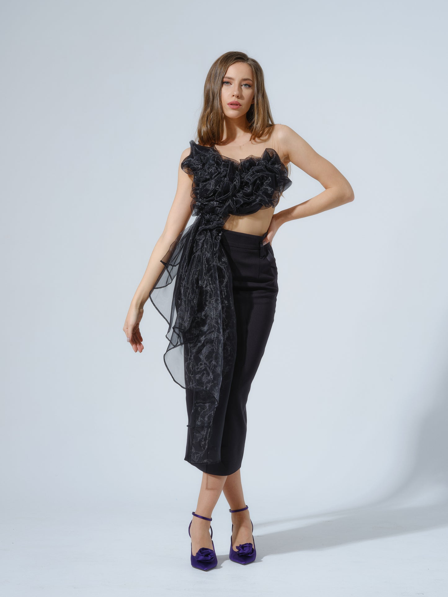 Hypnotic Glow Sheer Organza Top by Tia Dorraine Women's Luxury Fashion Designer Clothing Brand