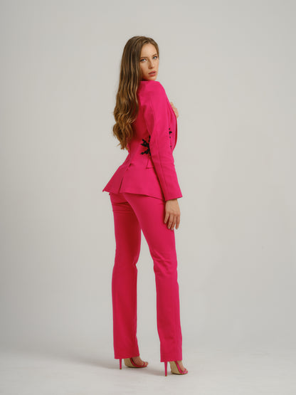 Fantasy Fitted Blazer With Embroidery - Pink by Tia Dorraine Women's Luxury Fashion Designer Clothing Brand