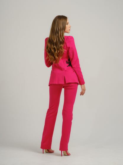 Fantasy Fitted Blazer With Embroidery - Pink by Tia Dorraine Women's Luxury Fashion Designer Clothing Brand