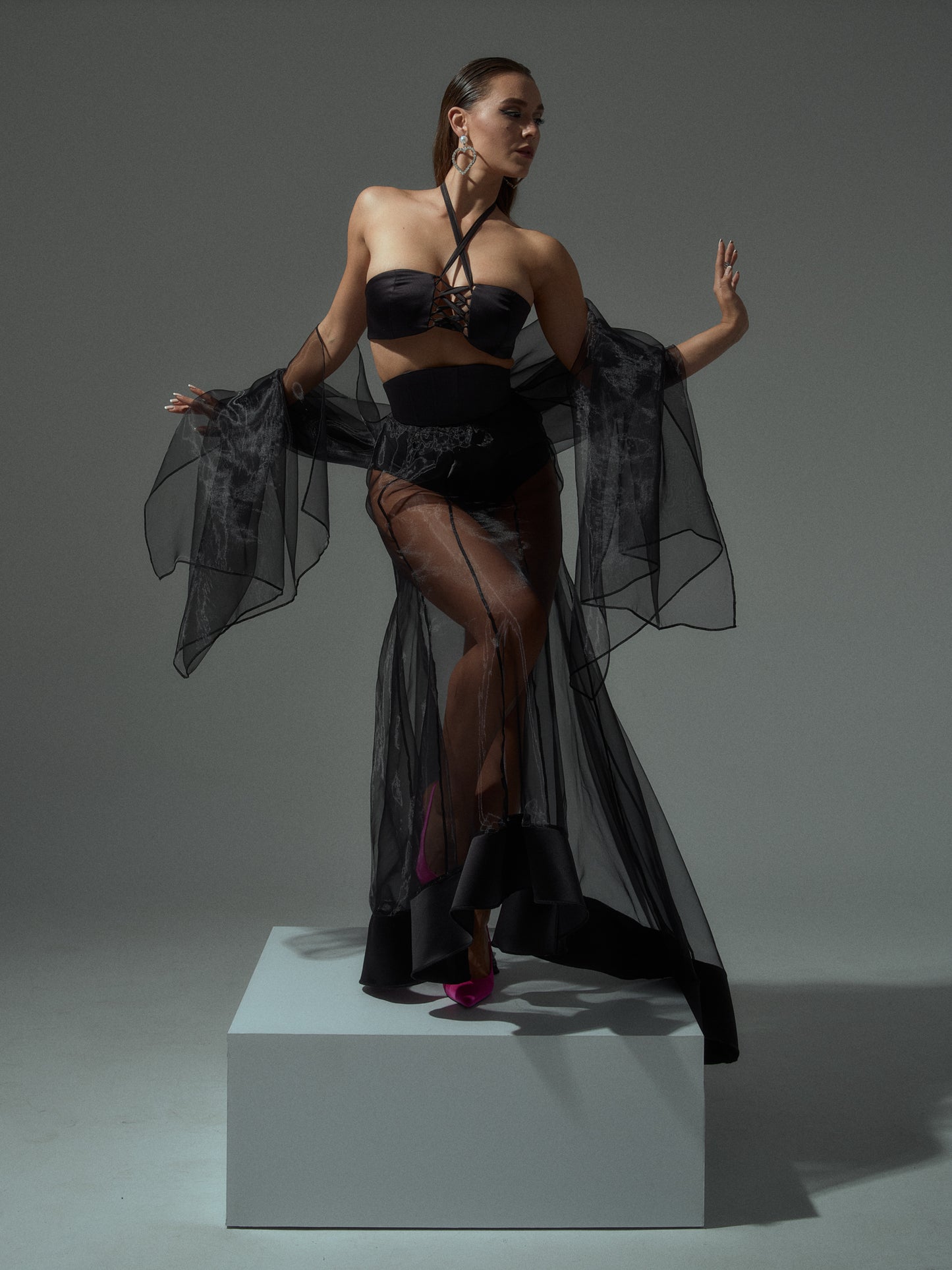 Hypnotic Glow Sheer Maxi Skirt by Tia Dorraine Women's Luxury Fashion Designer Clothing Brand
