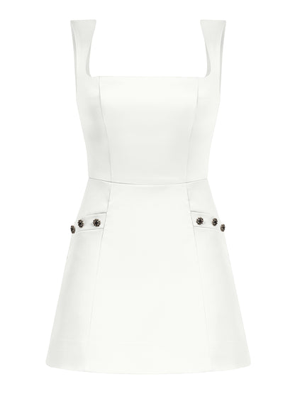 Blame Gravity Satin Mini Dress - Pearl White