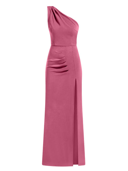 Harmony Asymmetric Long Dress - Super Pink