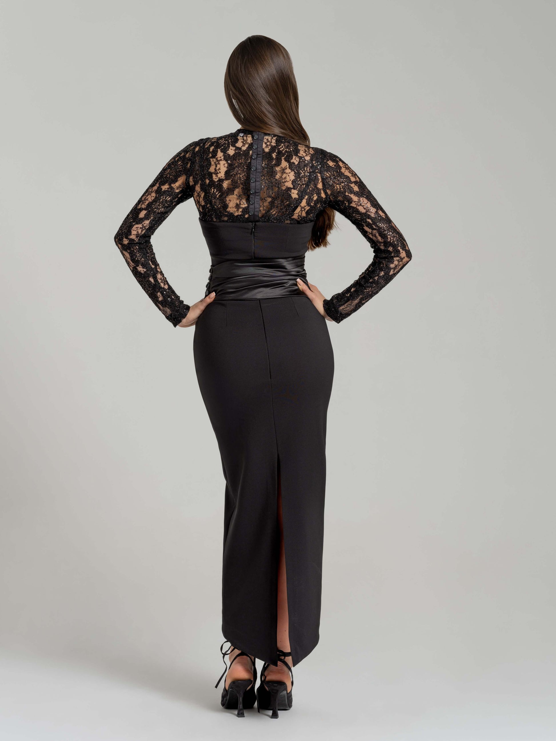 Closer to Love Midi Dress with Lace Top by Tia Dorraine Women's Luxury Fashion Designer Clothing Brand
