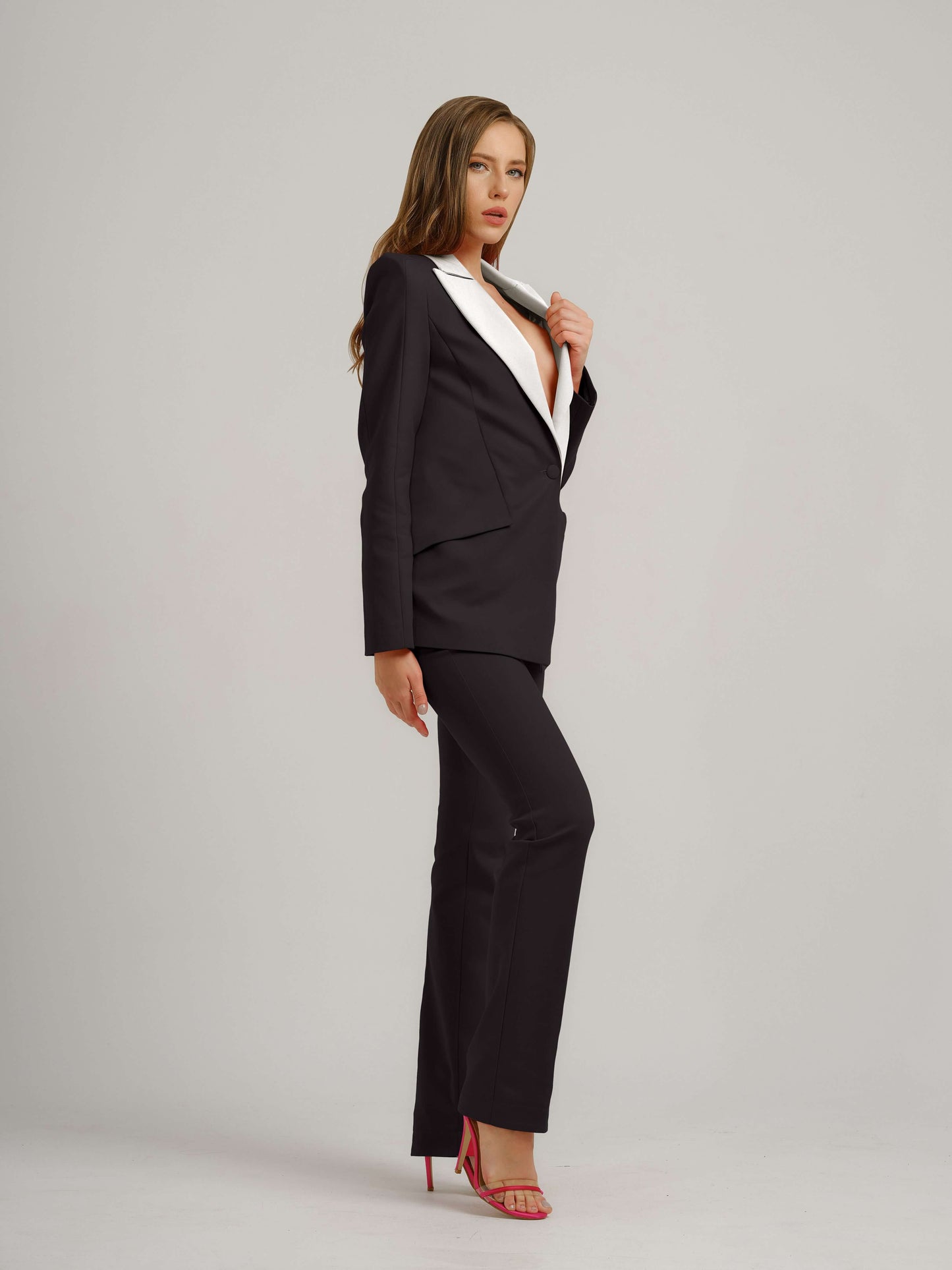 Illusion Straight-Leg Slim Trousers - Black by Tia Dorraine Women's Luxury Fashion Designer Clothing Brand