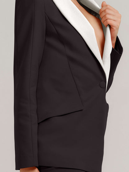 Illusion Classic Tailored Blazer - Black & White by Tia Dorraine Women's Luxury Fashion Designer Clothing Brand