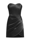 A Touch of Glamour Satin Mini Dress - Black