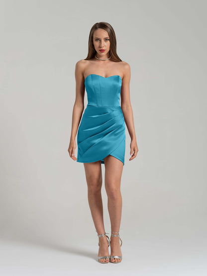 A Touch of Glamour Mini Dress - Capri Blue by Tia Dorraine Women's Luxury Fashion Designer Clothing Brand