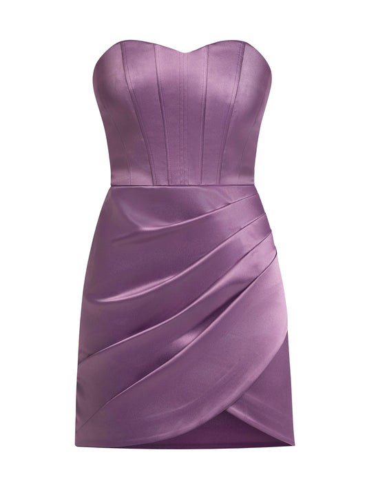 A Touch of Glamour Satin Mini Dress - Imperial Purple