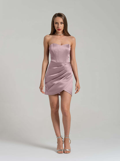 A Touch of Glamour Mini Dress - Soft Pink by Tia Dorraine Women's Luxury Fashion Designer Clothing Brand