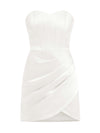 A Touch of Glamour Satin Mini Dress - Pearl White