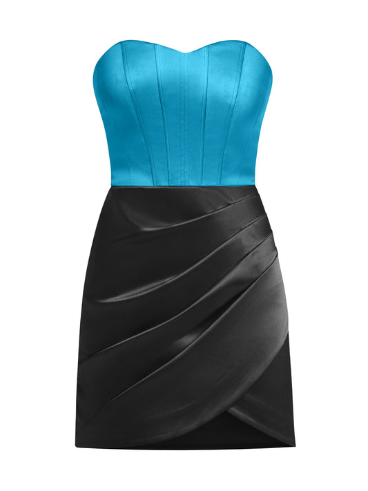 A Touch of Glamour Mini Dress - Black & Blue