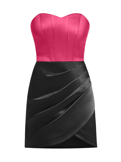 A Touch of Glamour Mini Dress - Black & Pink