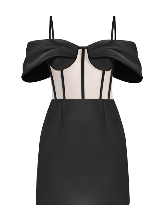 Belle of the Ball Satin Mini Dress - Black