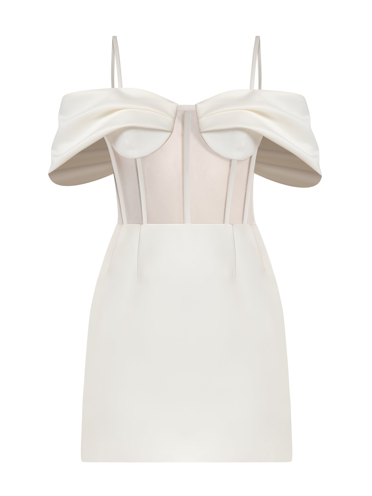 Belle of the Ball Satin Mini Dress - Pearl White