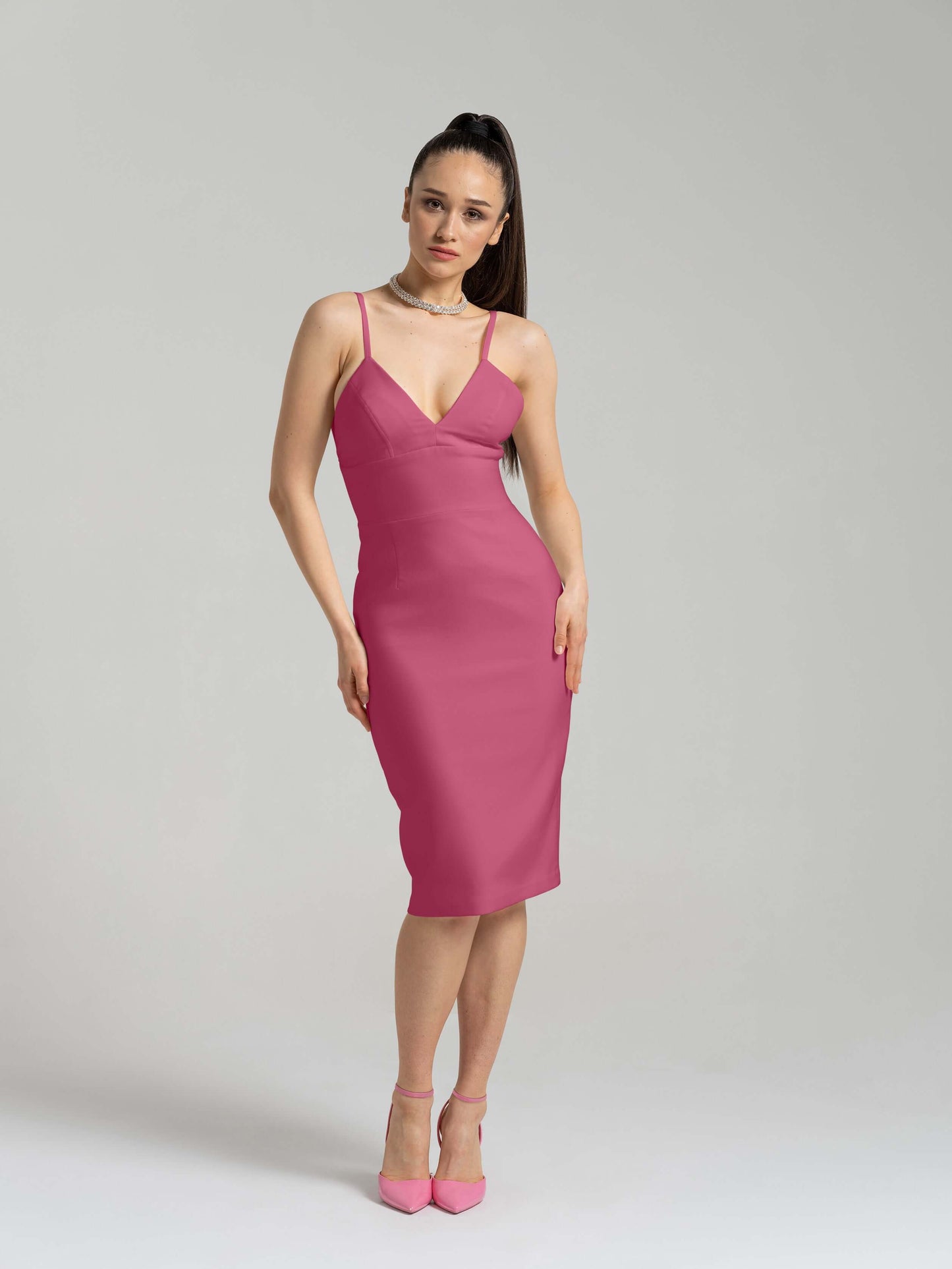 Bold Simplicity Midi Dress - Super Pink