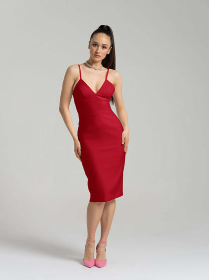 Bold Simplicity Midi Dress - Fierce Red