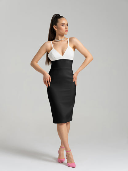 Bold Simplicity Midi Dress - Black & White