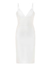 Bold Simplicity V-Neckline Midi Dress - Pearl White