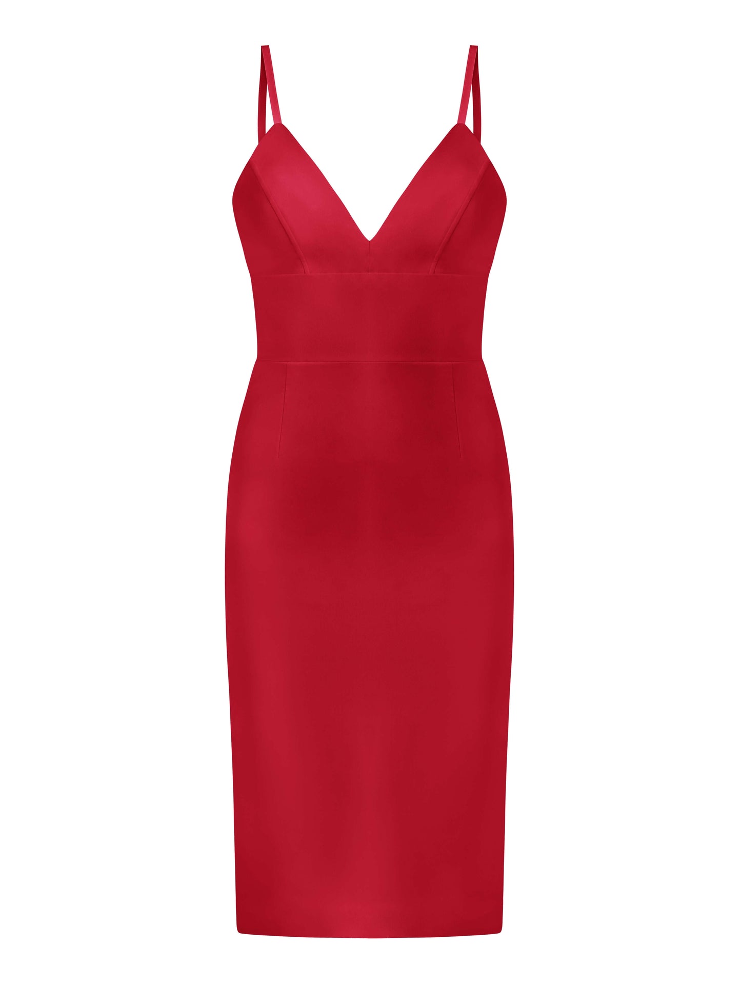 Bold Simplicity V-Neckline Midi Dress - Fierce Red
