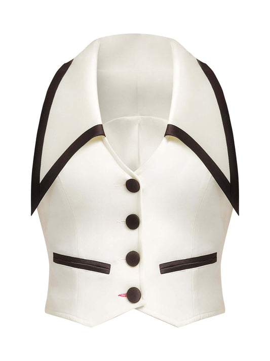 Born to Run Cropped Tailored Waistcoat - Pearl White by Tia Dorraine Women's Luxury Fashion Designer Clothing Brand