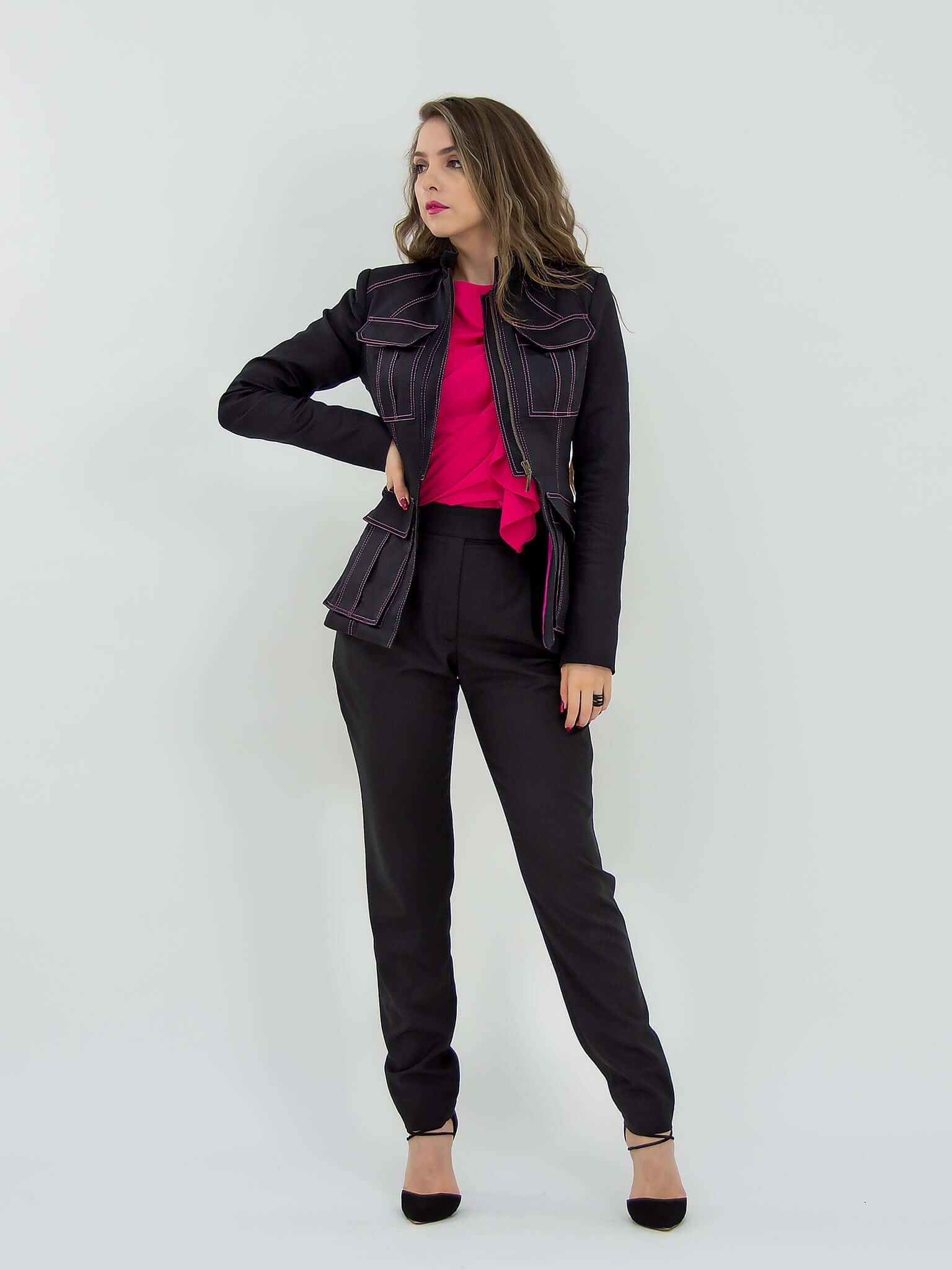 Details Matter Tailored Jacket - Black & Pink by Tia Dorraine Women's Luxury Fashion Designer Clothing Brand