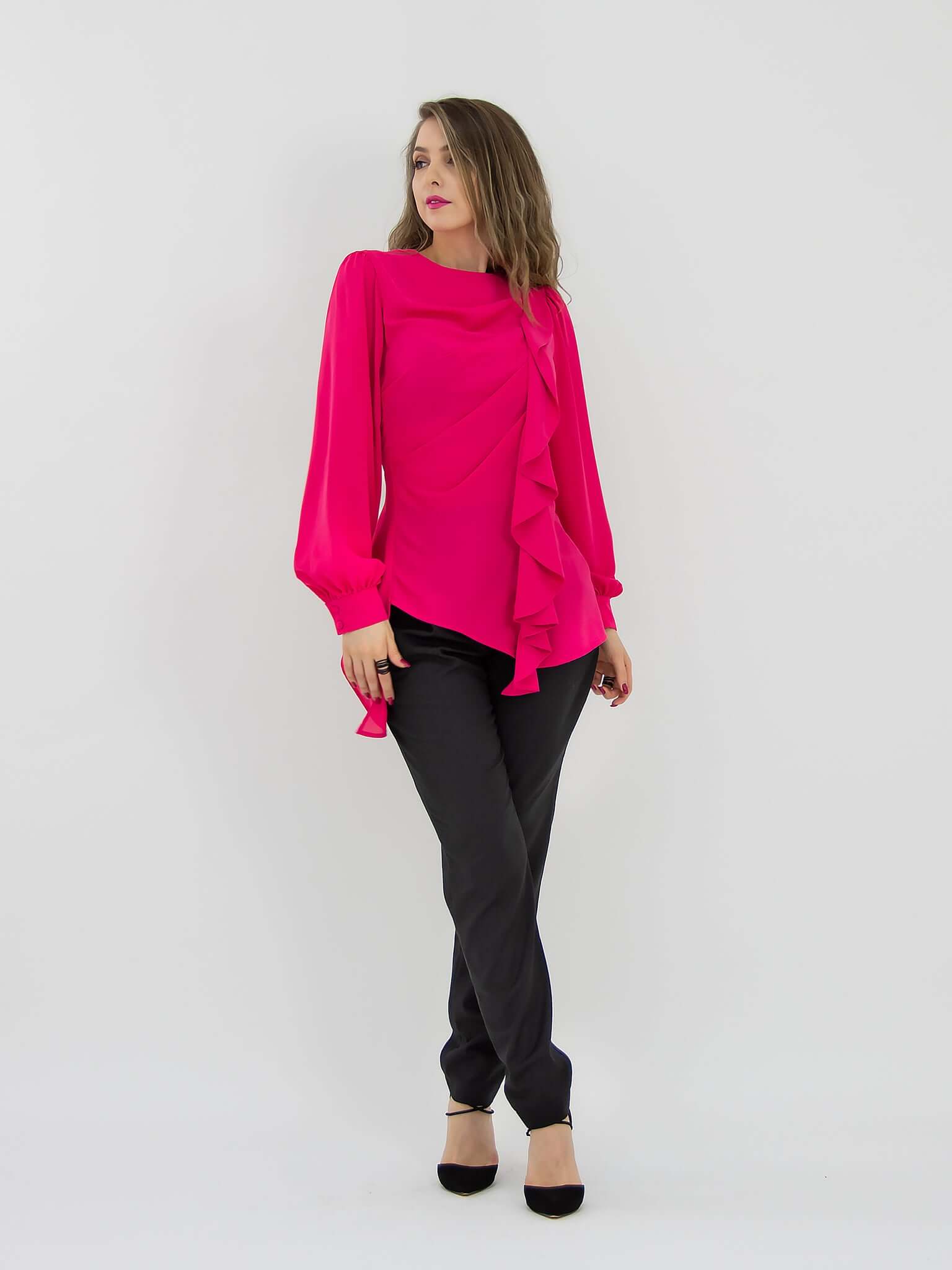 Dress to Impress Asymmetric Drape Blouse - Pink by Tia Dorraine Women's Luxury Fashion Designer Clothing Brand