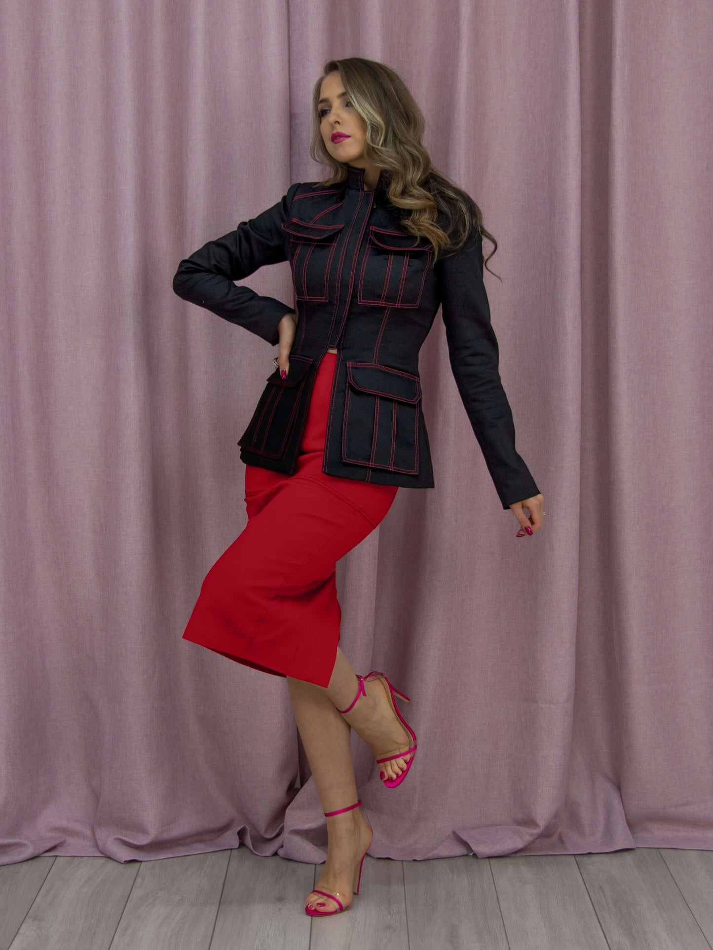 Details Matter Tailored Jacket - Black & Red by Tia Dorraine Women's Luxury Fashion Designer Clothing Brand
