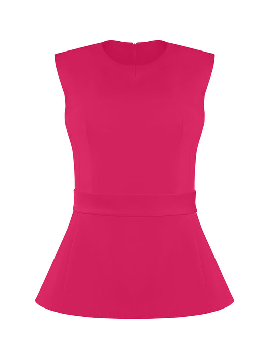 Hot Pink Sleeveless Waist-Fitted Top