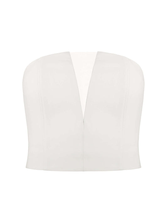 Rare Pearl Bustier Top With Criss-Cross Back by Tia Dorraine Women's Luxury Fashion Designer Clothing Brand