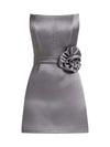 Dazzling Touch Satin Mini Dress - Silver
