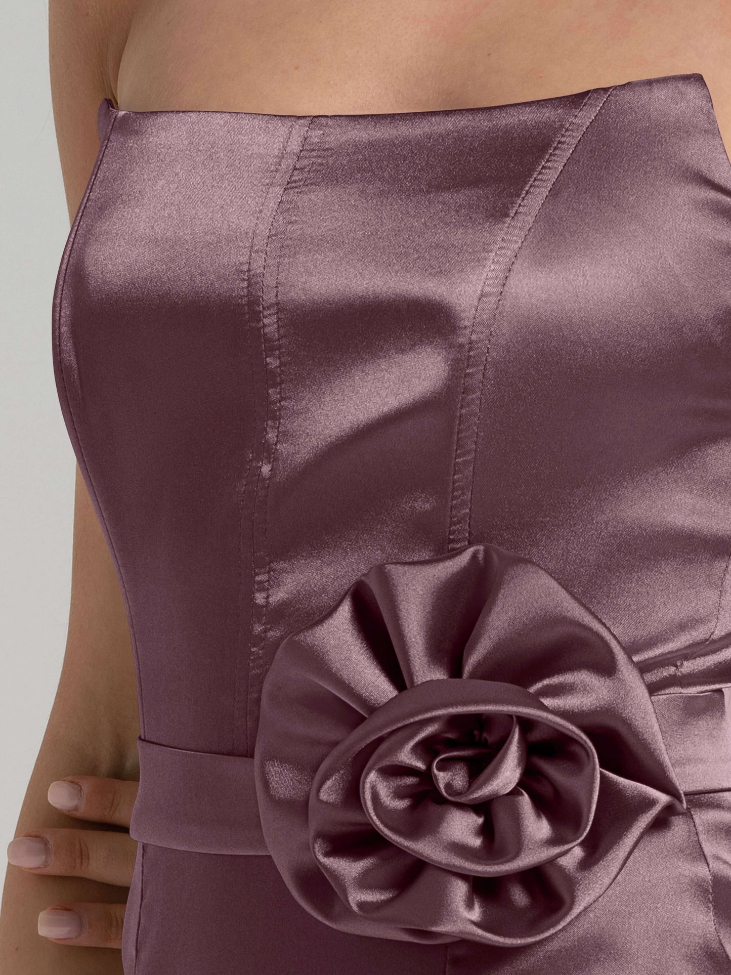 Dazzling Touch Satin Mini Dress - Dark Lilac by Tia Dorraine Women's Luxury Fashion Designer Clothing Brand