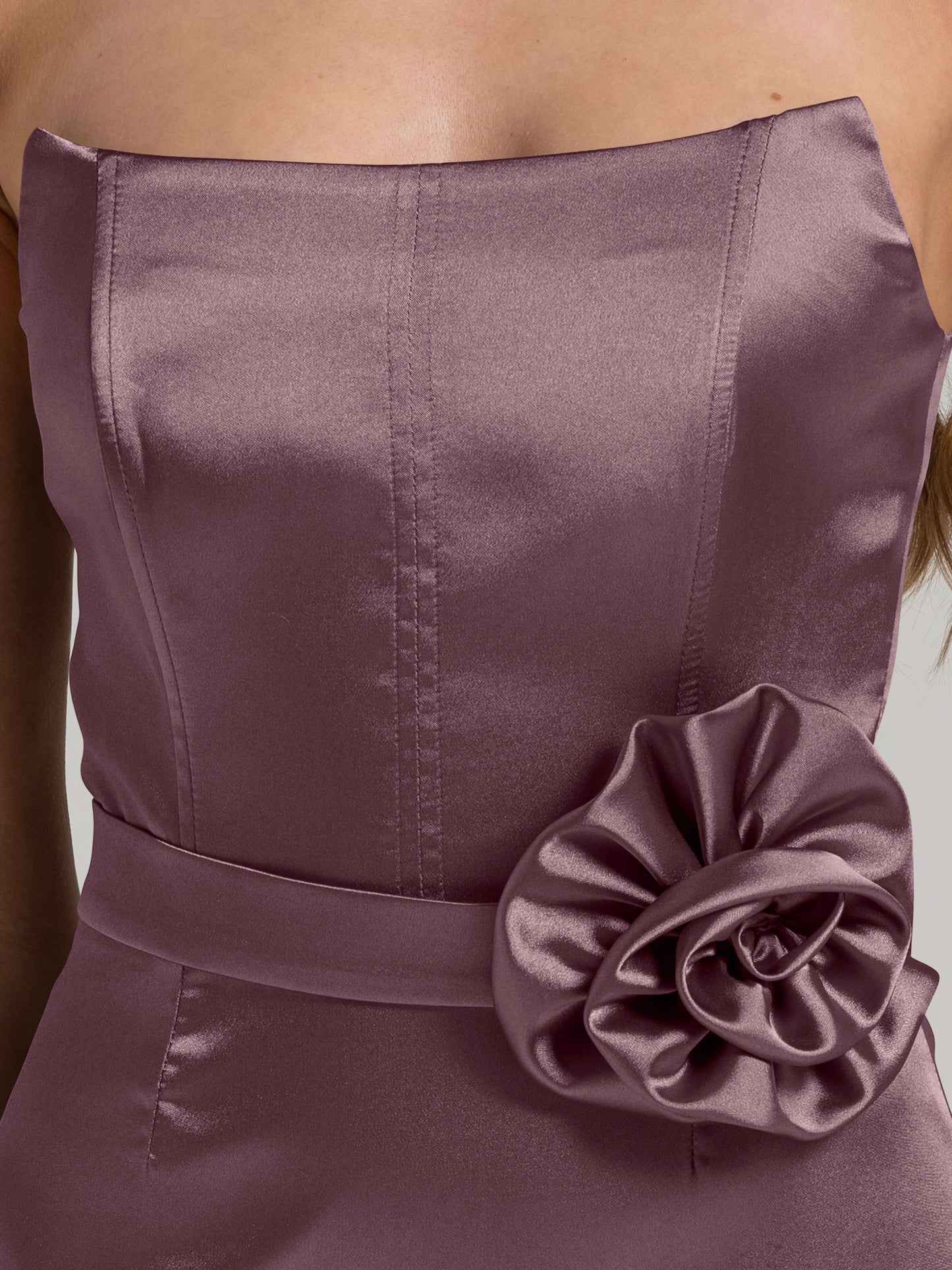 Dazzling Touch Satin Mini Dress - Dark Lilac