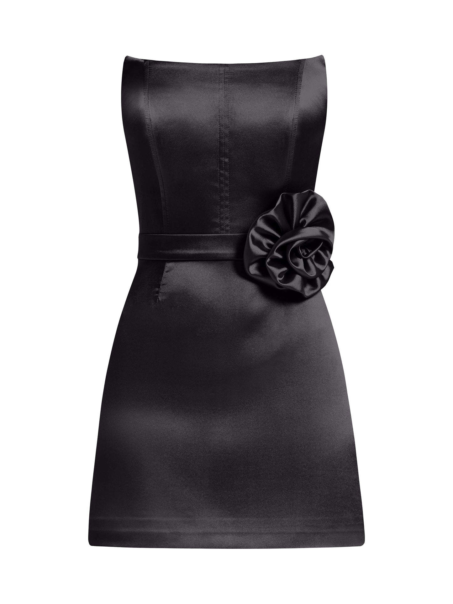 Dazzling Touch Satin Mini Dress - Black