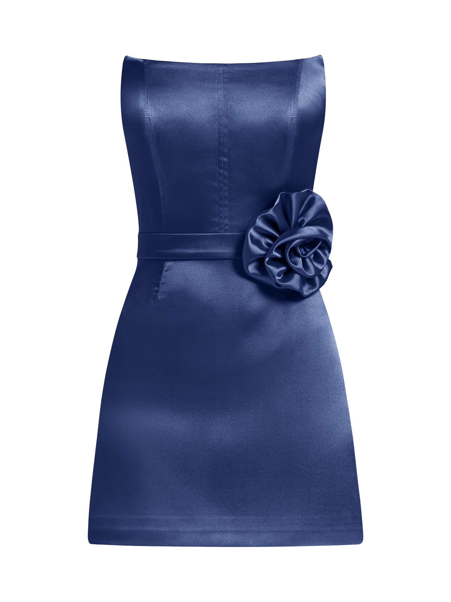 Dazzling Touch Satin Mini Dress - Deep Blue