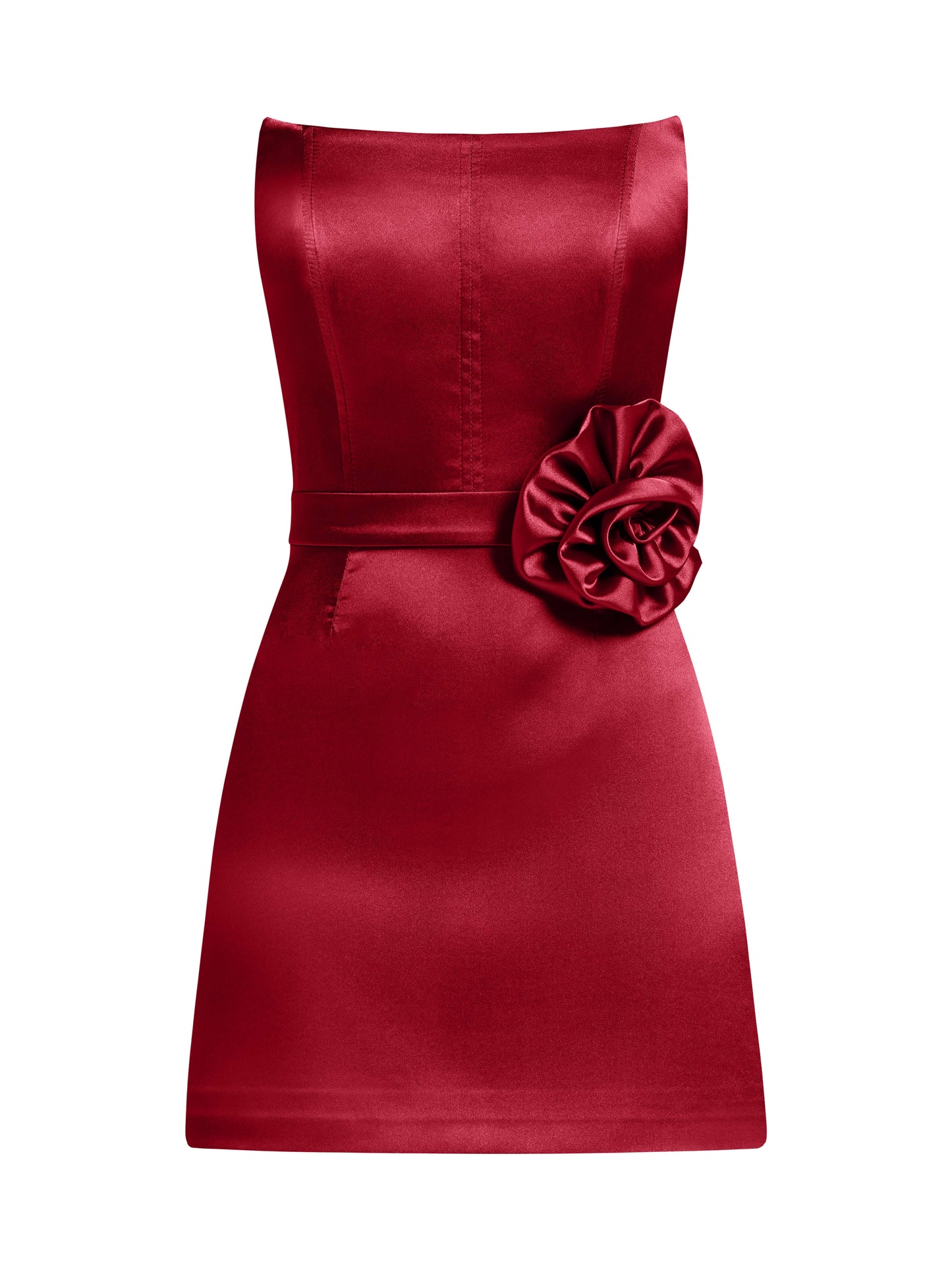 Dazzling Touch Satin Mini Dress - Red