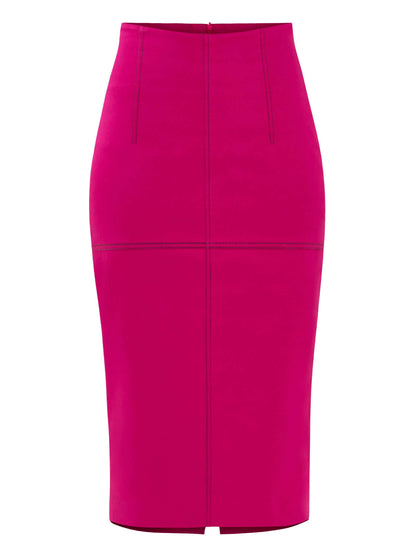Details Matter High-Waist Pencil Midi Skirt - Pink by Tia Dorraine Women's Luxury Fashion Designer Clothing Brand