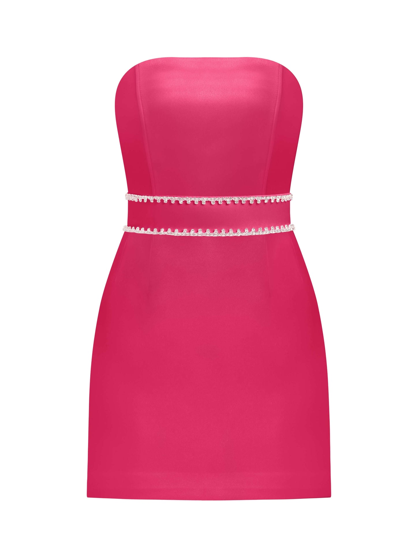 Elevated Excellence Crystal-Embellished Mini Dress - Hot Pink