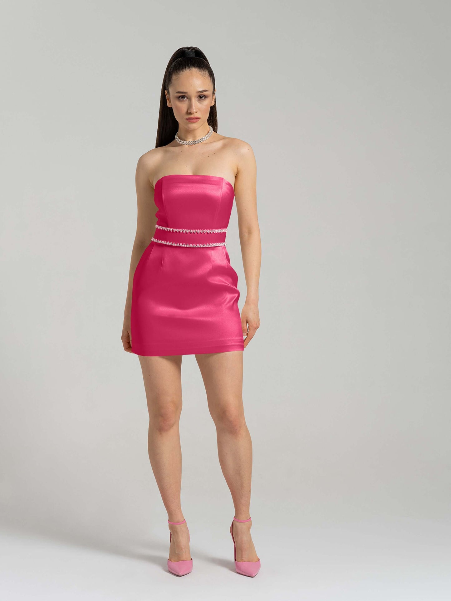 Elevated Excellence Mini Dress - Hot Pink by Tia Dorraine Women's Luxury Fashion Designer Clothing Brand