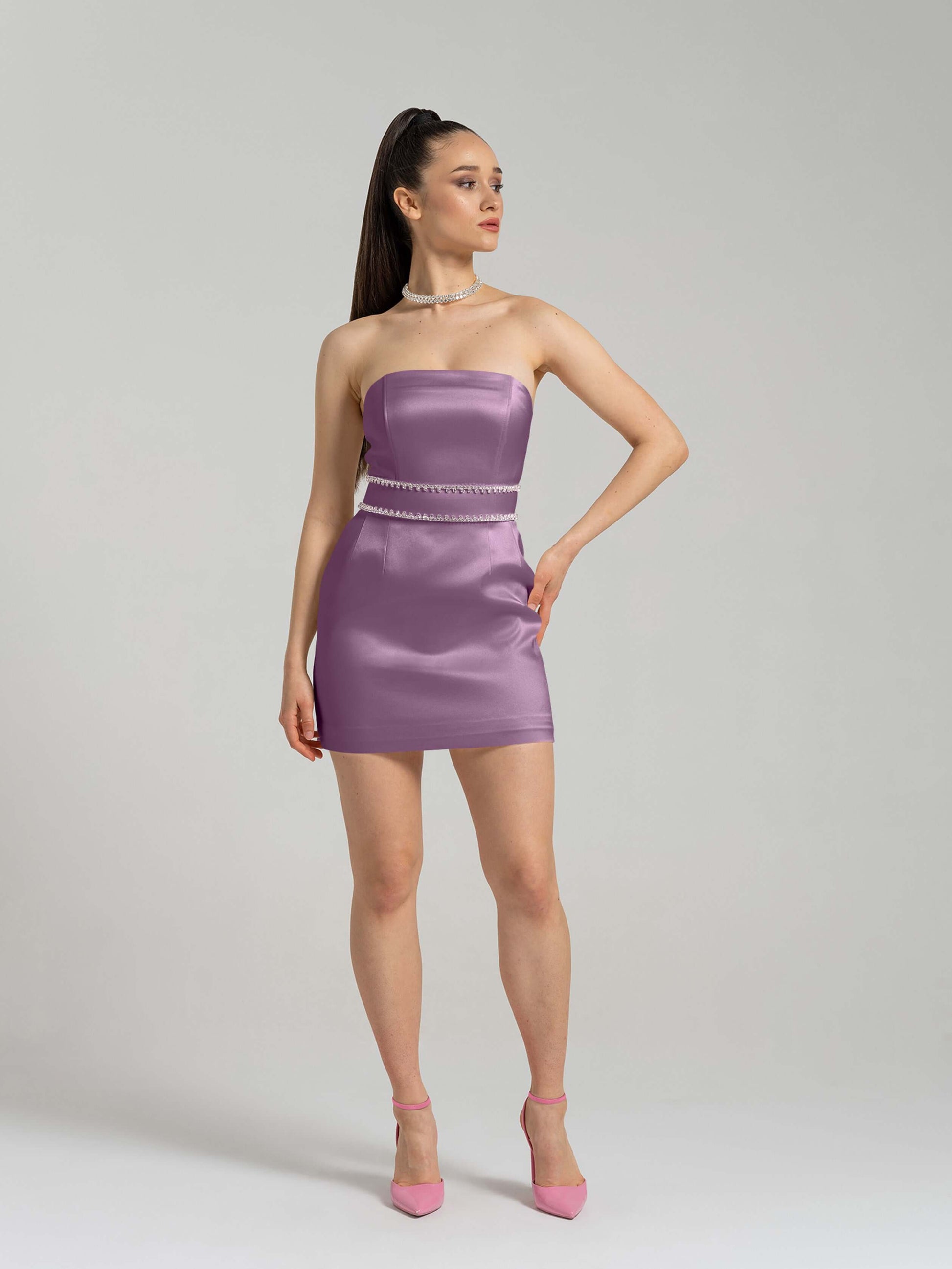 Elevated Excellence Mini Dress - Posh Purple by Tia Dorraine Women's Luxury Fashion Designer Clothing Brand