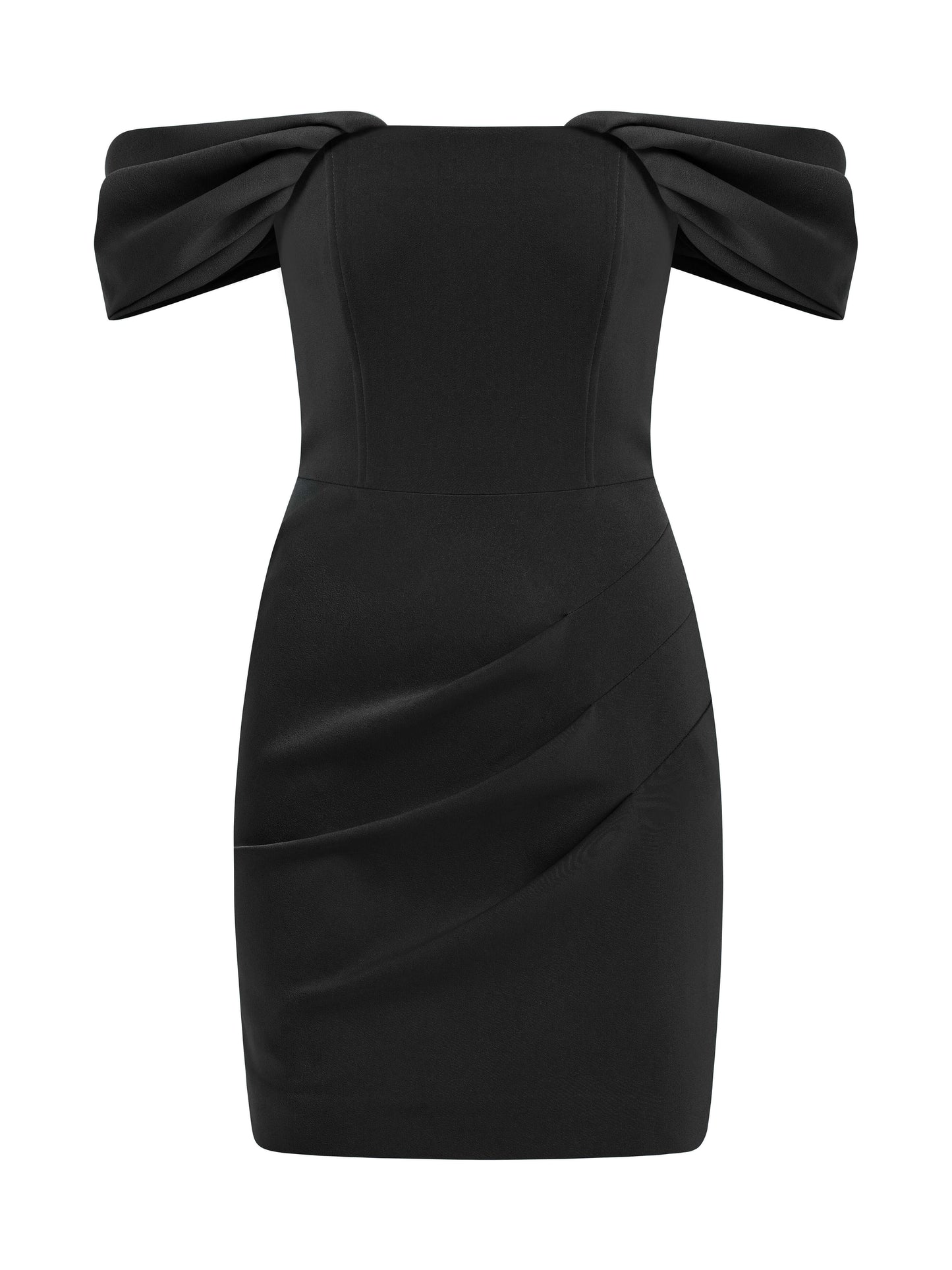 Evoking Glamour Off-Shoulder Mini Dress - Black