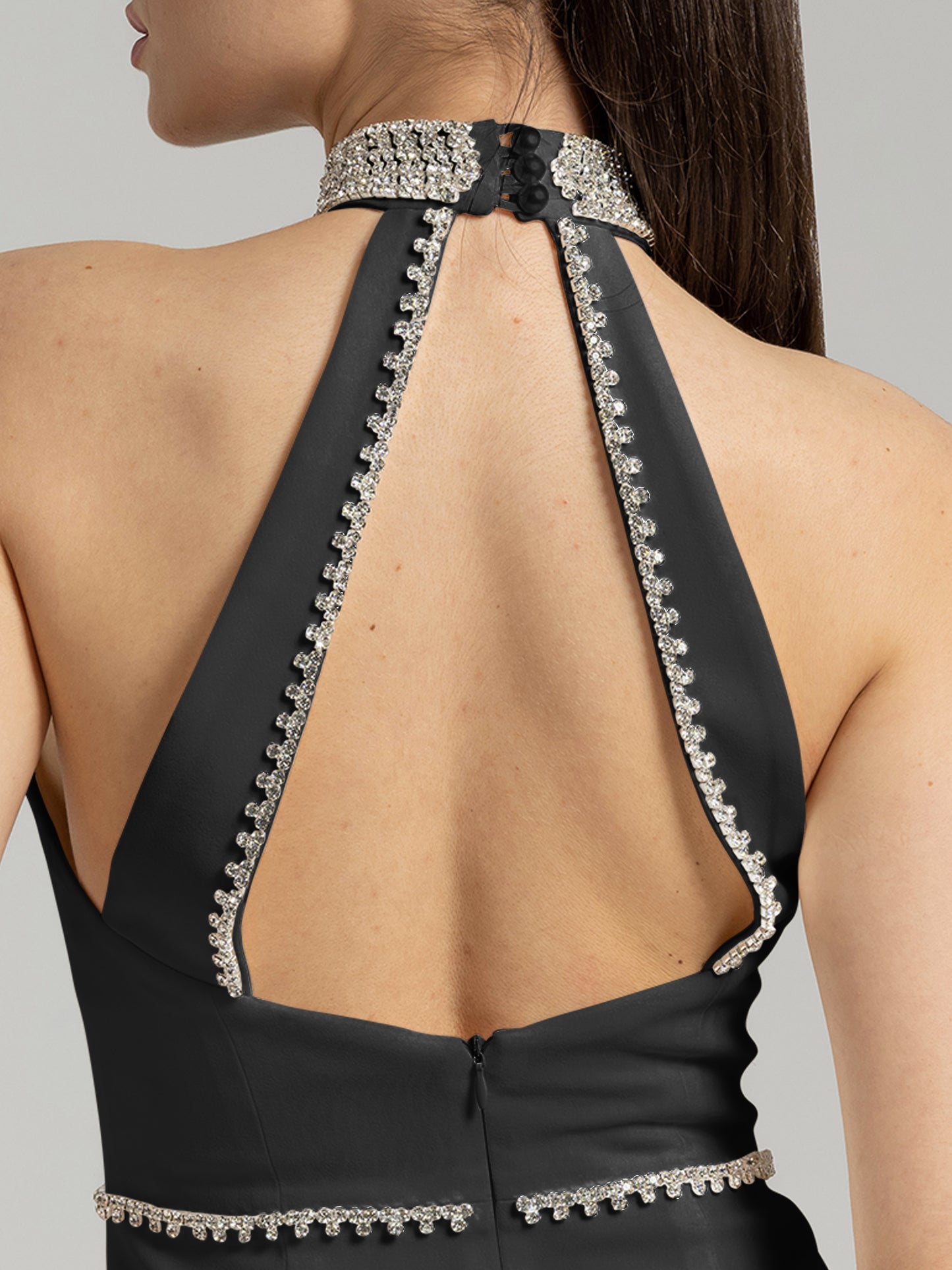 Fall in Love Crystal-Embellished Mini Dress - Black by Tia Dorraine Women's Luxury Fashion Designer Clothing Brand